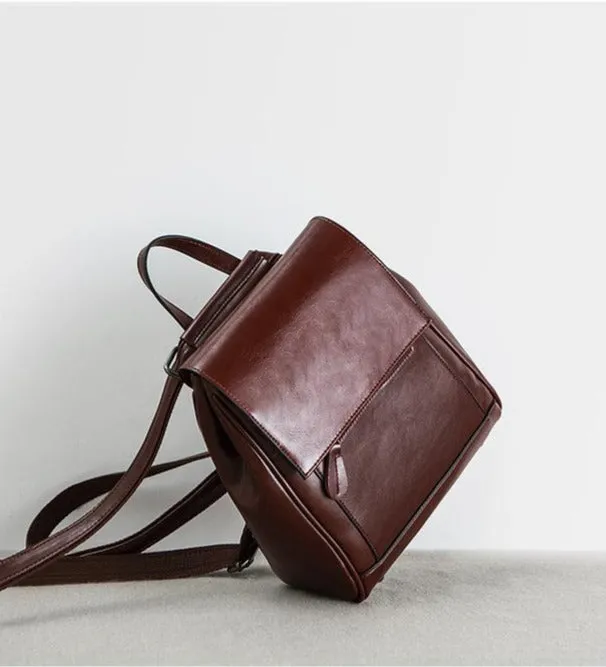 Coffee Handmade Leather Backpack