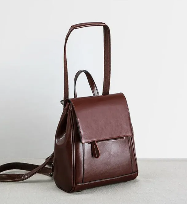 Coffee Handmade Leather Backpack