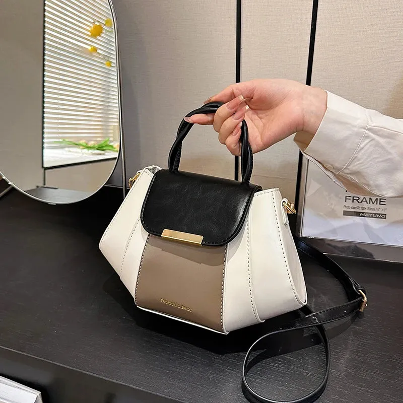 Contrast Color Patchwork Shoulder Bag