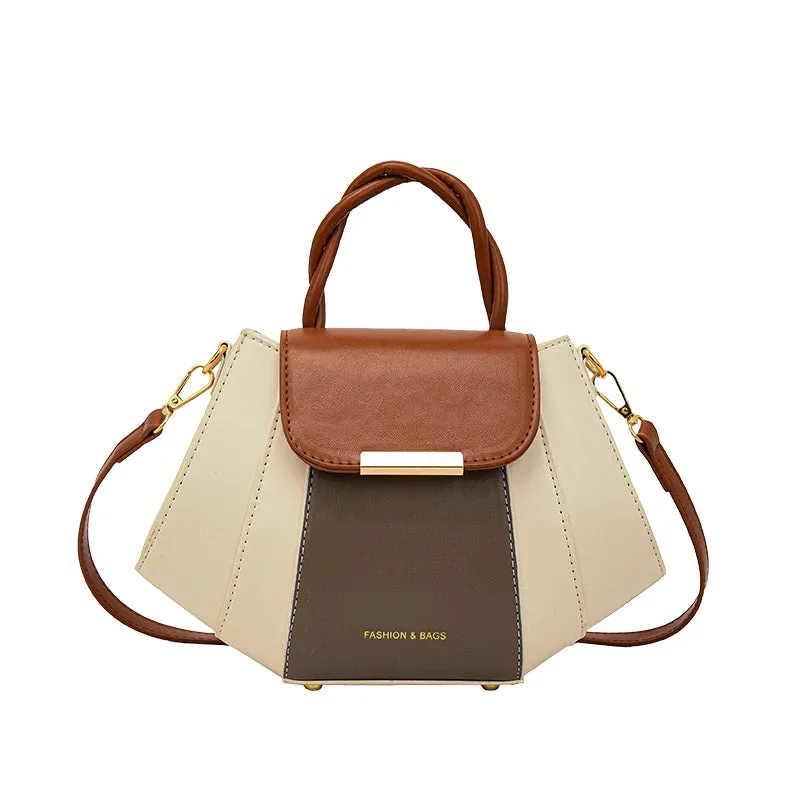 Contrast Color Patchwork Shoulder Bag