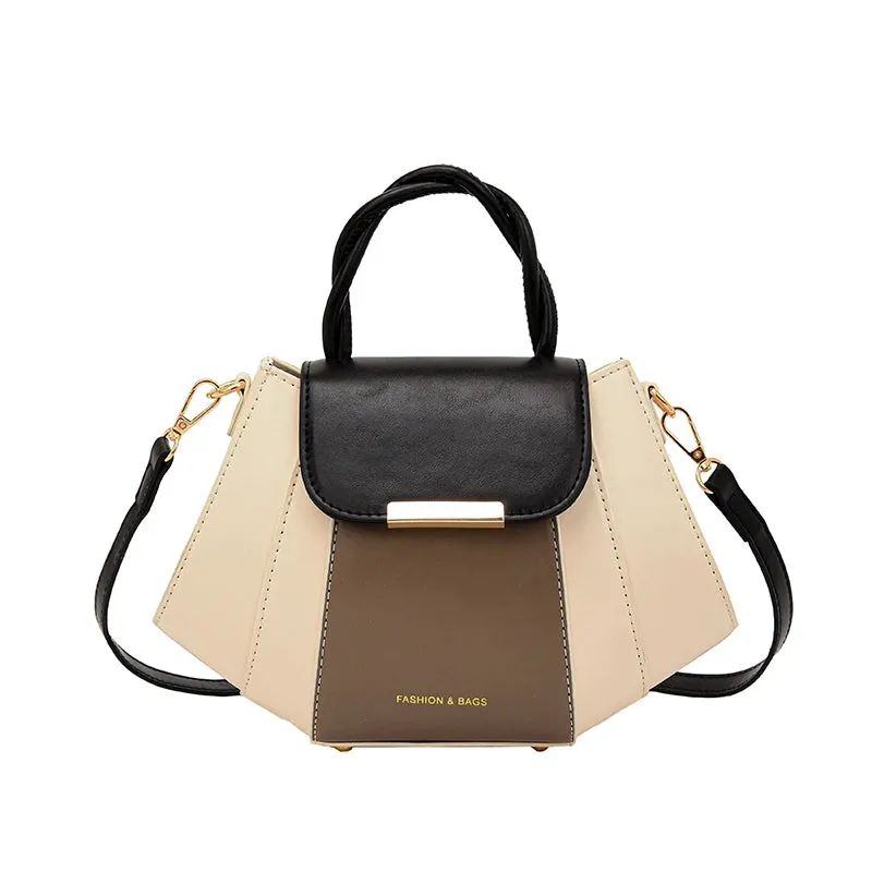 Contrast Color Patchwork Shoulder Bag