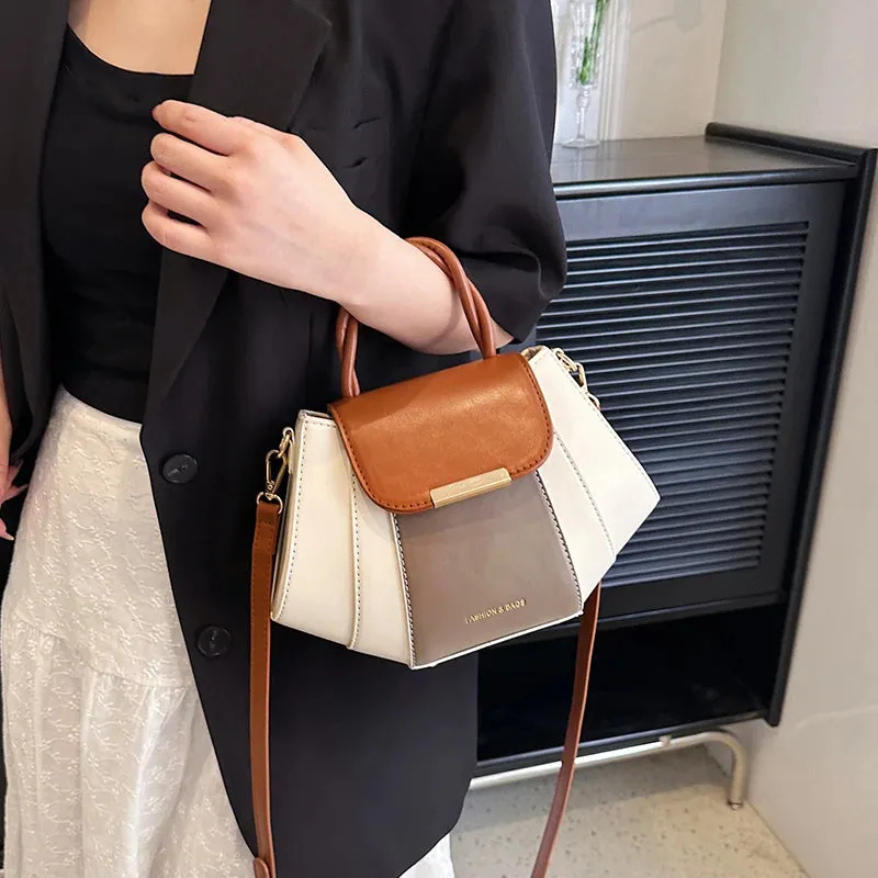 Contrast Color Patchwork Shoulder Bag