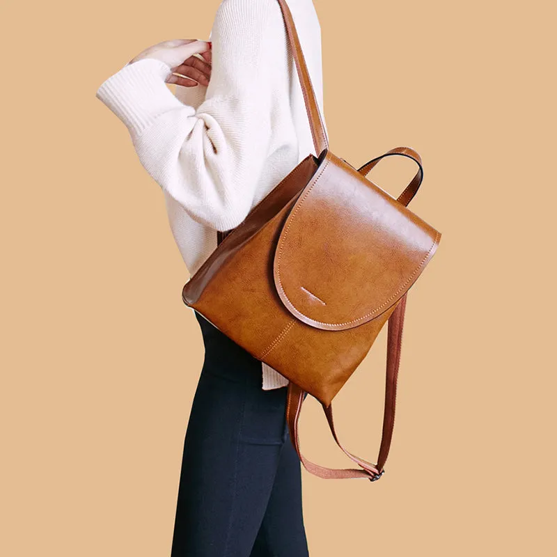 Convertible Leather Backpack Shoulder Bag for Women