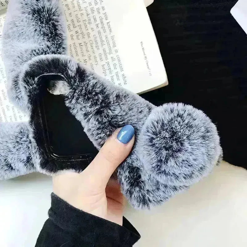 Cute Creative Rabbit Plush warm phone case women