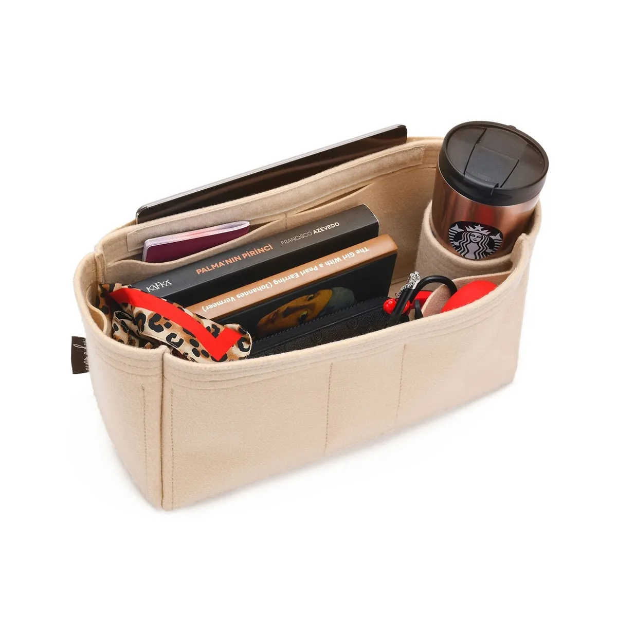 Cuyana Tote Organization Insert, Bag Organizer with Zipper Top Closure and Single Bottle Holder