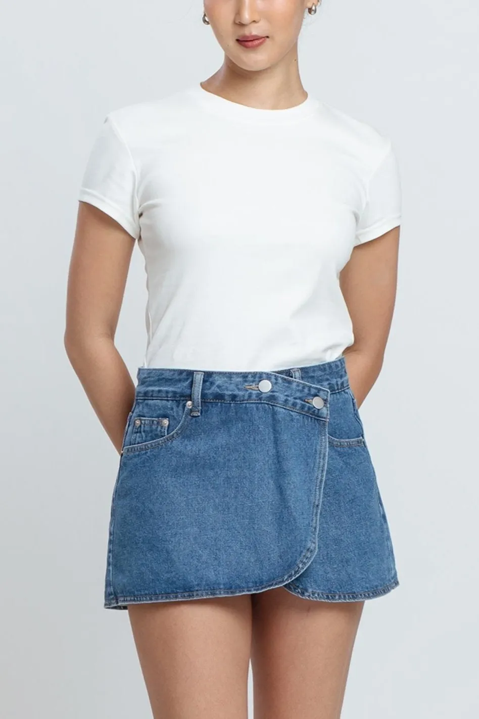 Dark Blue Bee Denim Skorts