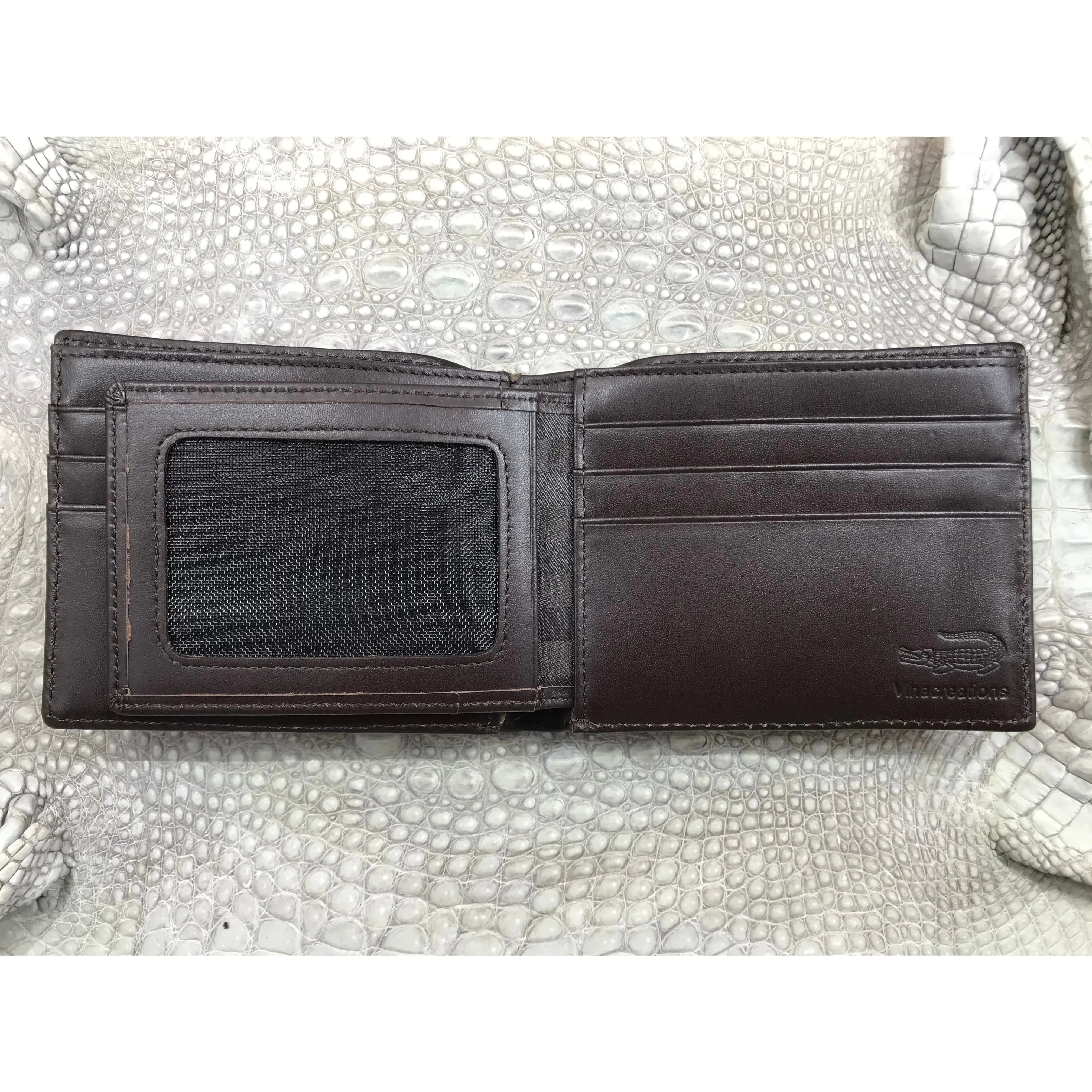 Dark Brown Alligator Skin Bifold Wallet For Men | Handmade Crocodile Leather Wallet RFID Blocking | VL5705