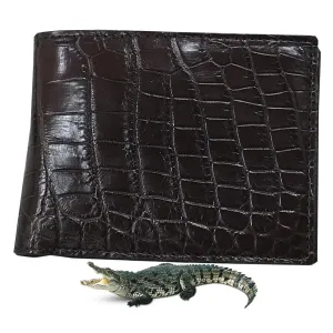 Dark Brown Alligator Skin Bifold Wallet For Men | Handmade Crocodile Leather Wallet RFID Blocking | VL5705