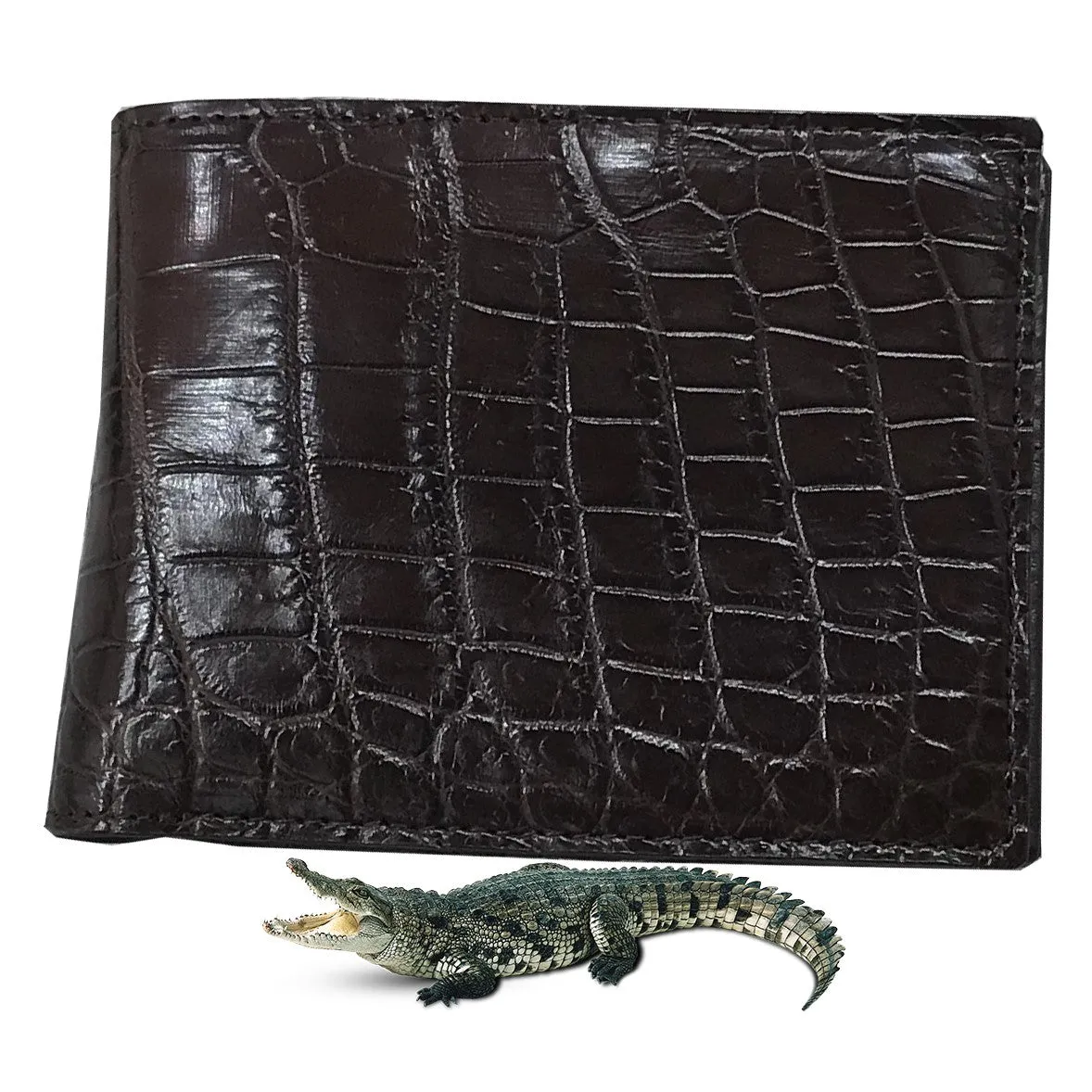 Dark Brown Alligator Skin Bifold Wallet For Men | Handmade Crocodile Leather Wallet RFID Blocking | VL5705