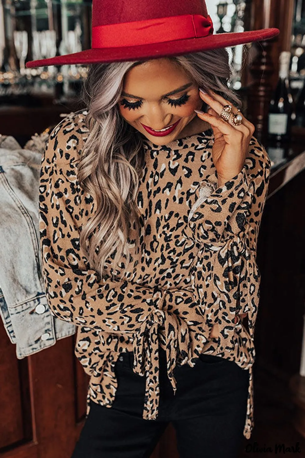 Deanwangkt - Leopard Print Long Sleeve Blouse