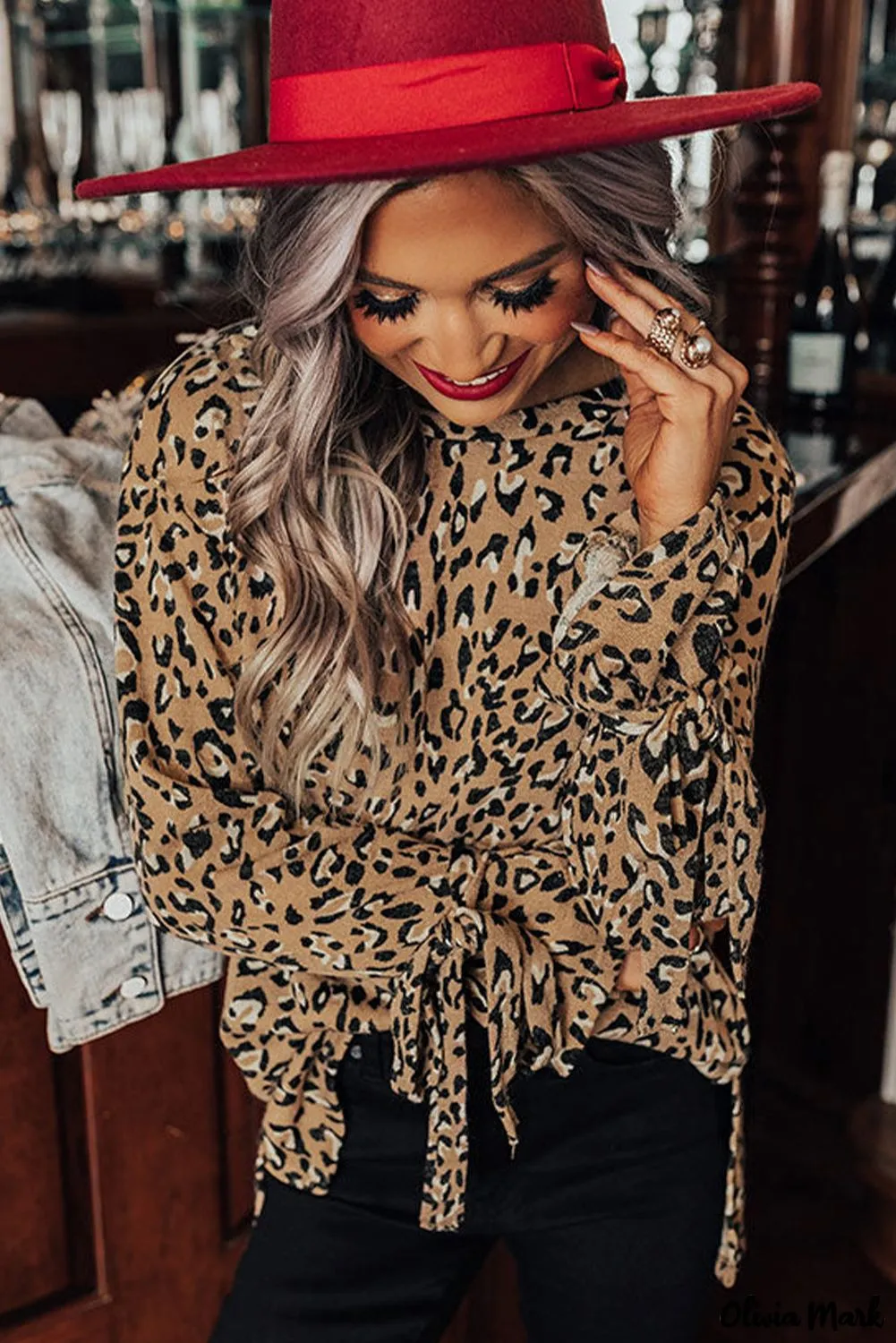 Deanwangkt - Leopard Print Long Sleeve Blouse