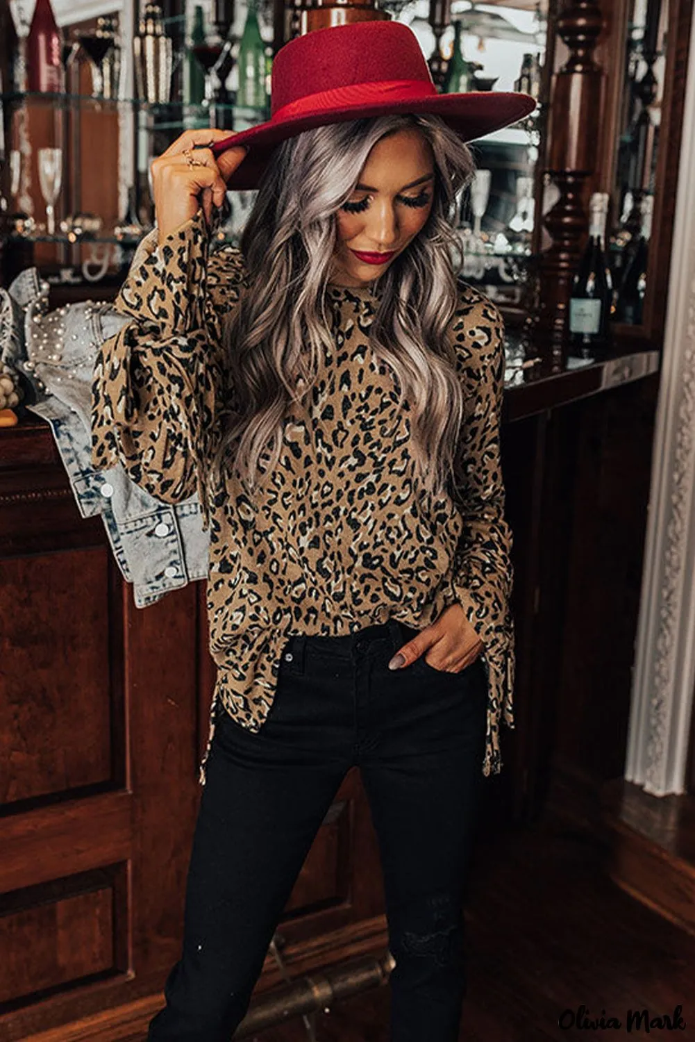 Deanwangkt - Leopard Print Long Sleeve Blouse