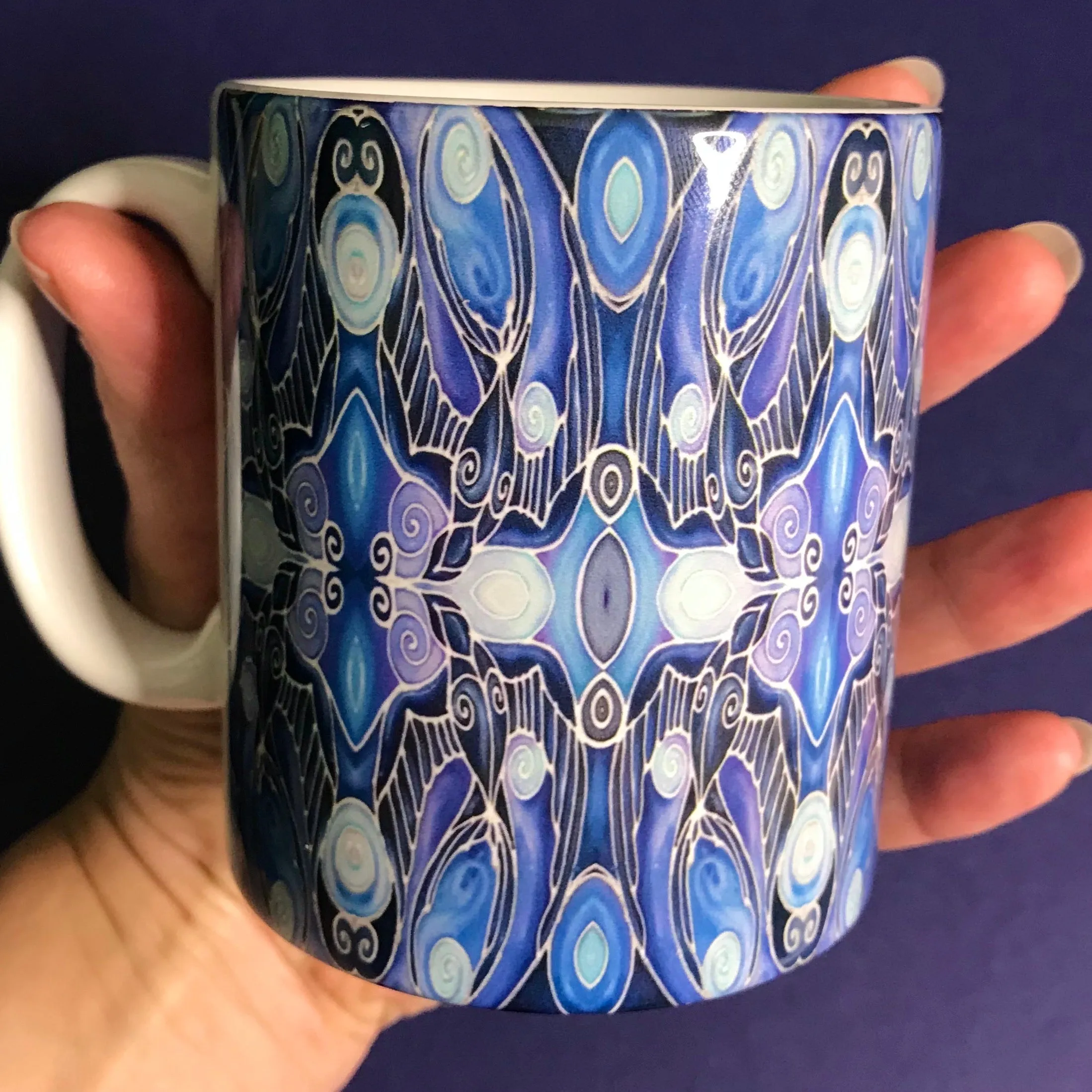 Deco Style Blue Swallows Mug and Coaster - Bird Mug Box Set