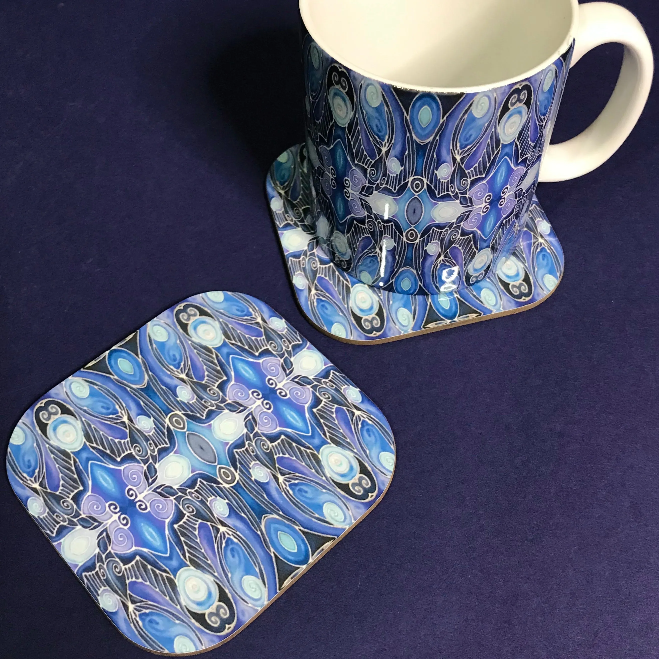 Deco Style Blue Swallows Mug and Coaster - Bird Mug Box Set