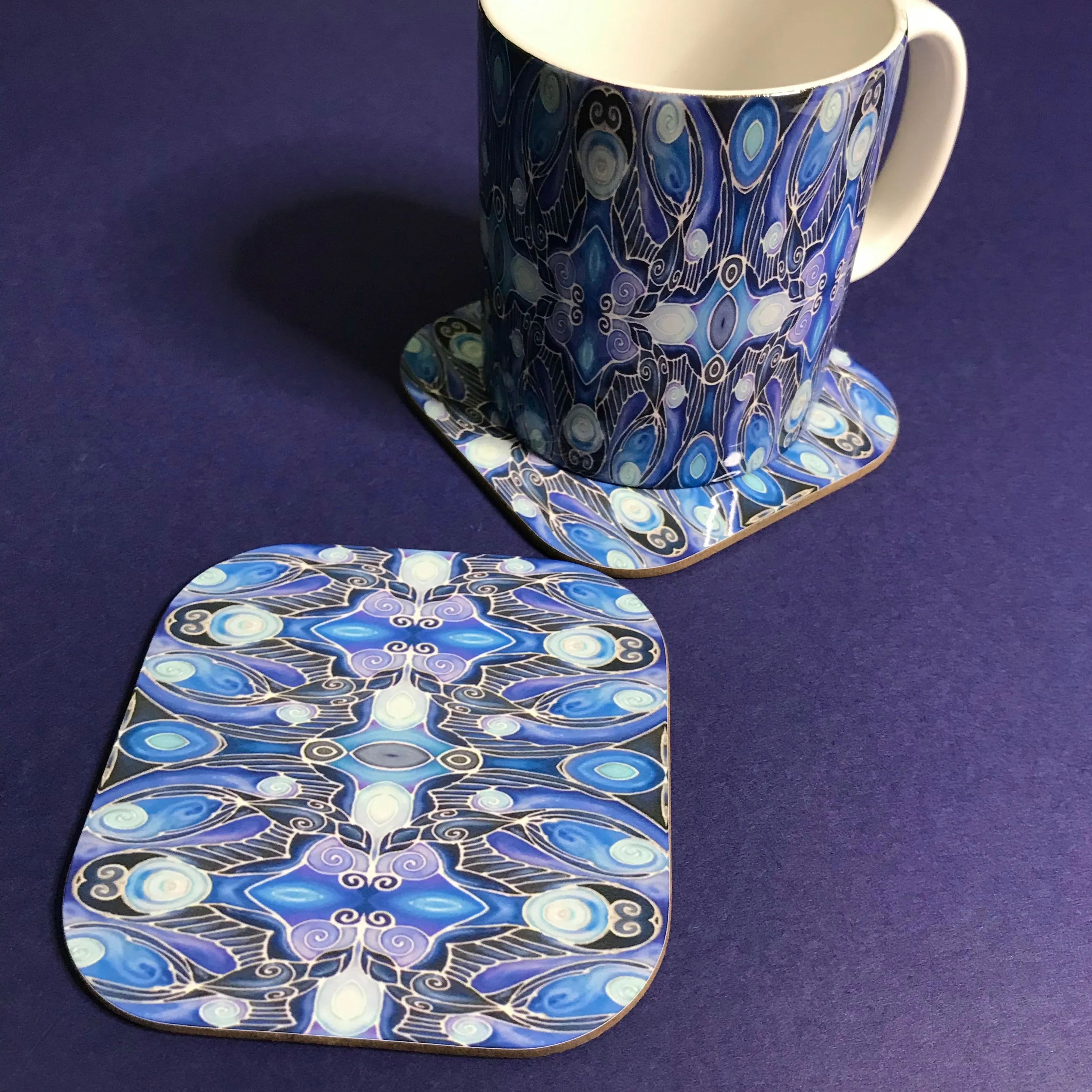 Deco Style Blue Swallows Mug and Coaster - Bird Mug Box Set