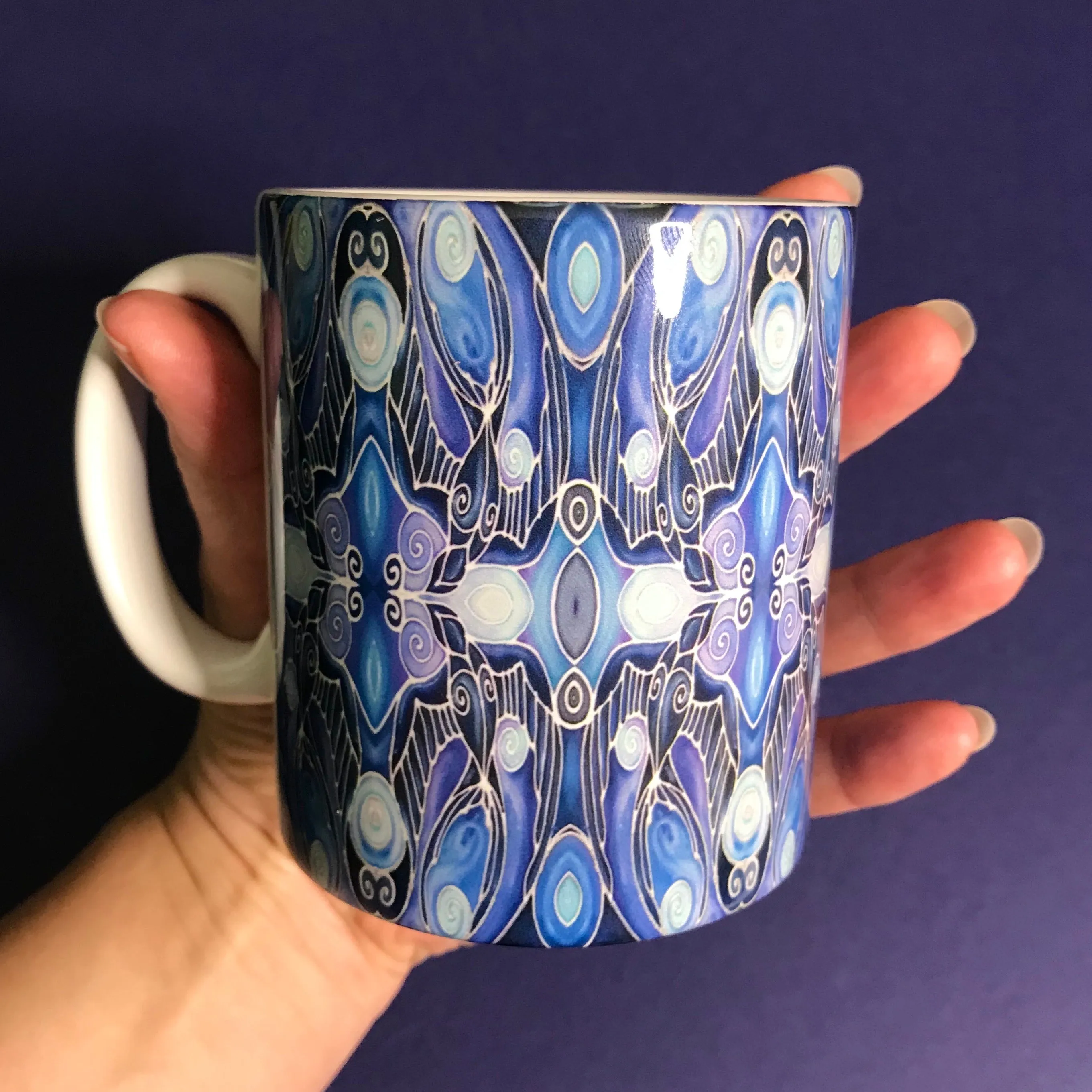 Deco Style Blue Swallows Mug and Coaster - Bird Mug Box Set