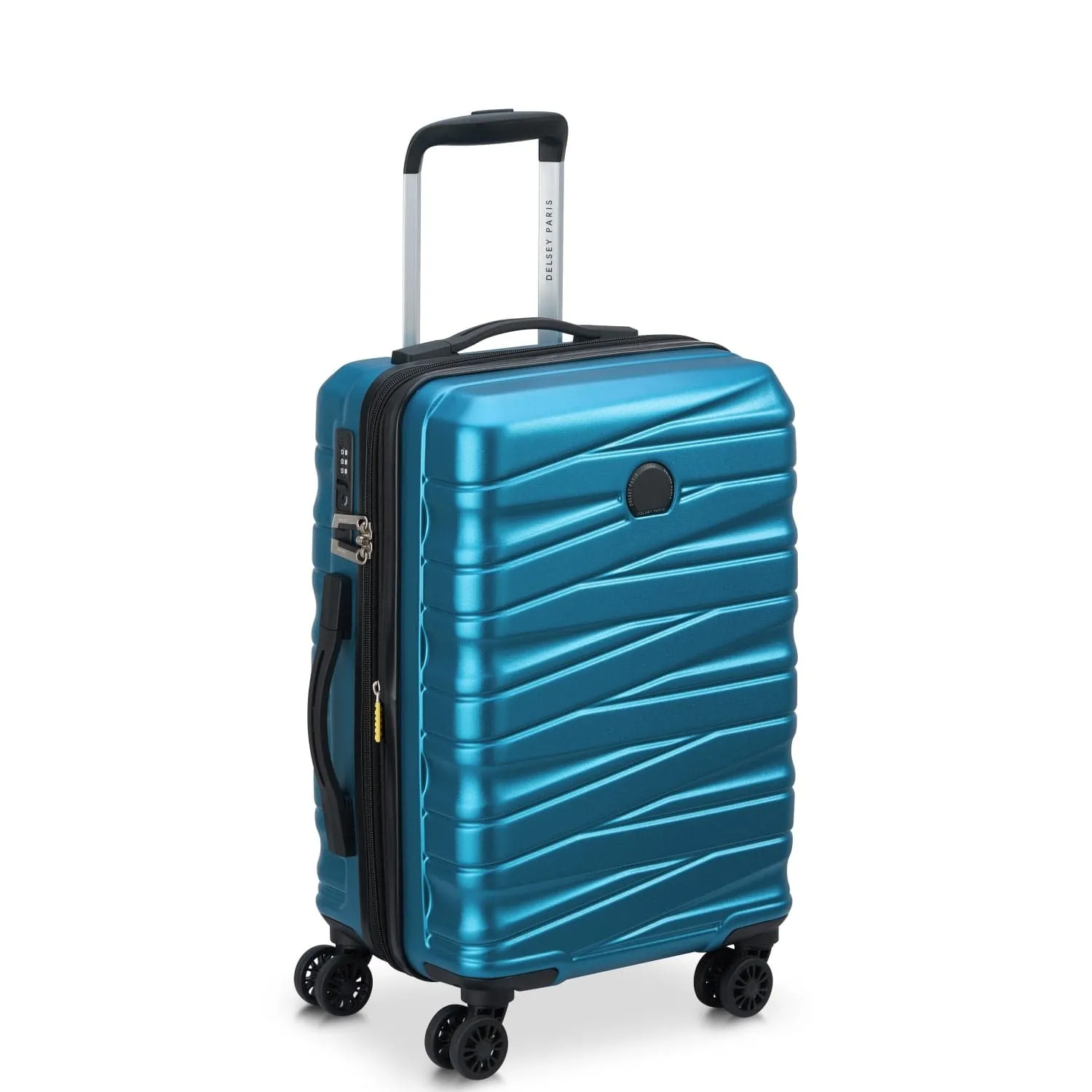 Delsey Tiphanie 55 70 82cm Hardcase 4 Double Wheel Expandable Cabin & Check-In Luggage Trolley Set Steel Blue   FREE Delsey Agreable Backpack