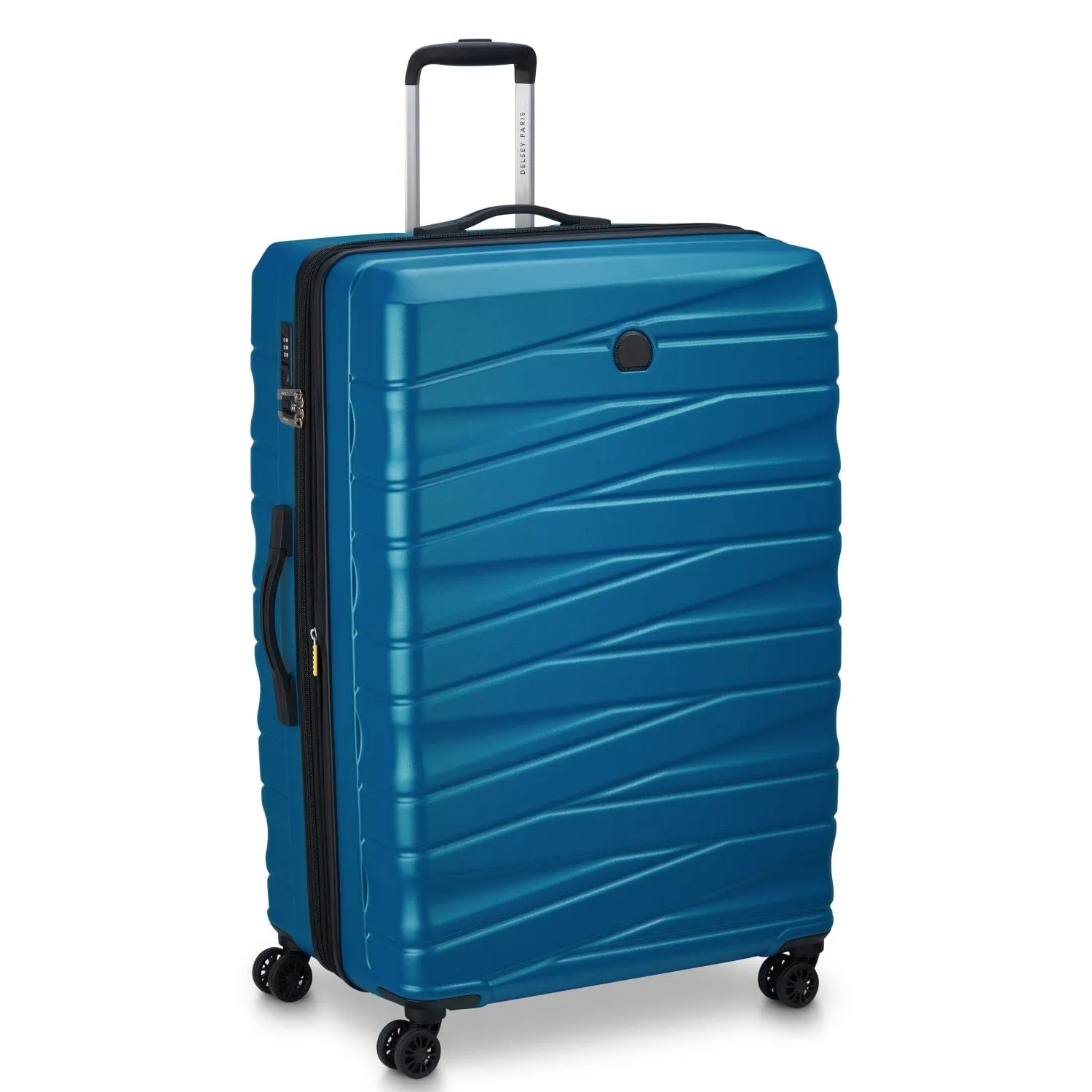 Delsey Tiphanie 55 70 82cm Hardcase 4 Double Wheel Expandable Cabin & Check-In Luggage Trolley Set Steel Blue   FREE Delsey Agreable Backpack