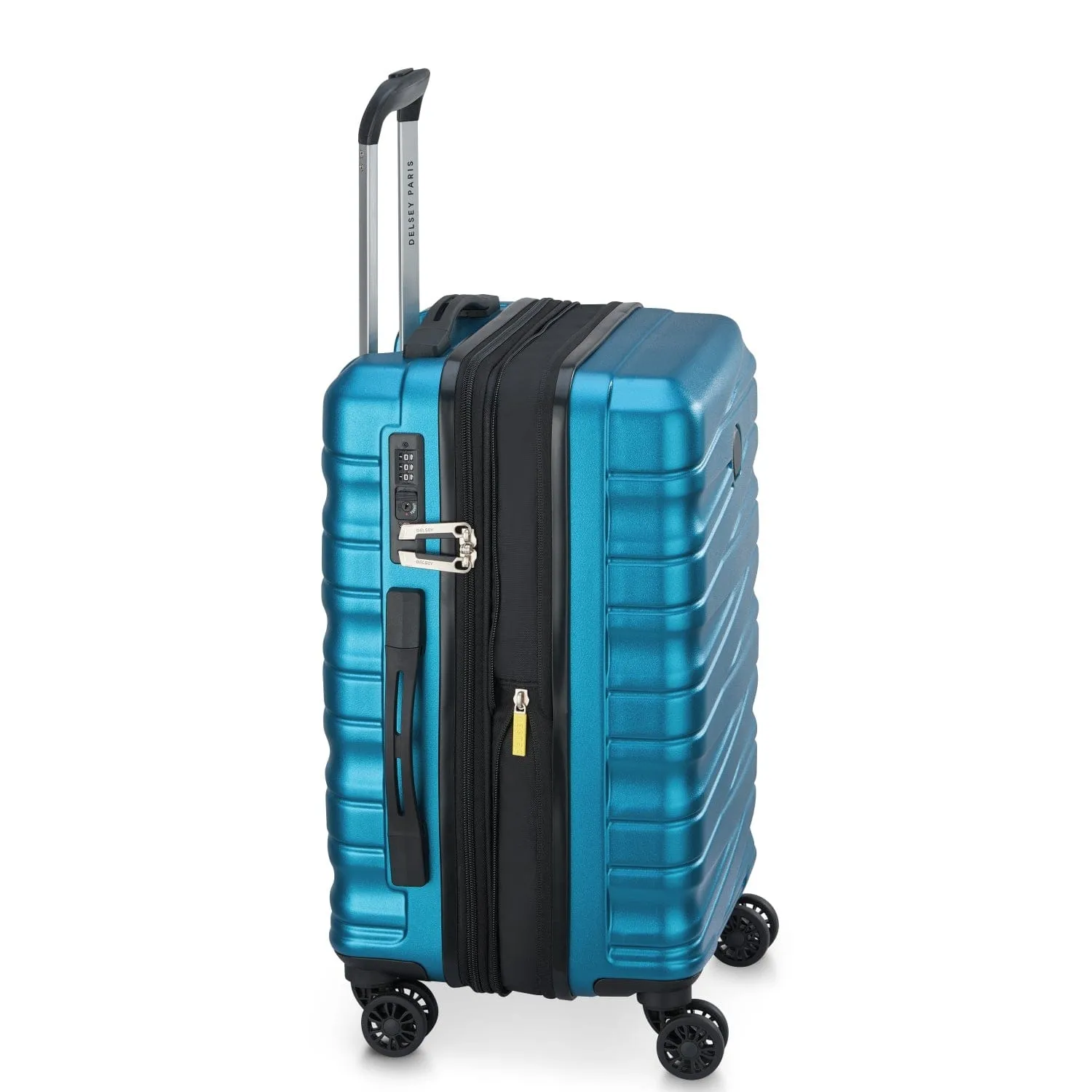 Delsey Tiphanie 55 70 82cm Hardcase 4 Double Wheel Expandable Cabin & Check-In Luggage Trolley Set Steel Blue   FREE Delsey Agreable Backpack