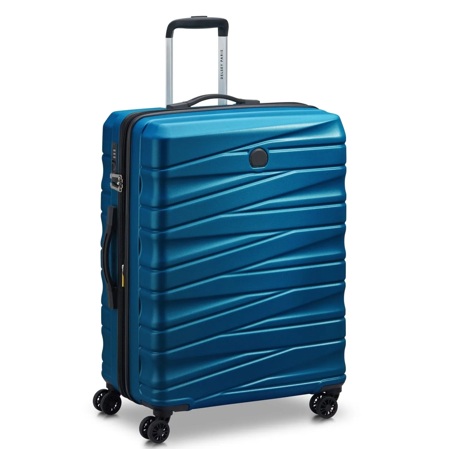 Delsey Tiphanie 55 70 82cm Hardcase 4 Double Wheel Expandable Cabin & Check-In Luggage Trolley Set Steel Blue   FREE Delsey Agreable Backpack