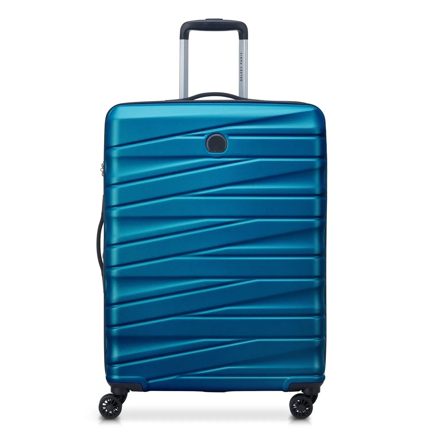 Delsey Tiphanie 55 70 82cm Hardcase 4 Double Wheel Expandable Cabin & Check-In Luggage Trolley Set Steel Blue   FREE Delsey Agreable Backpack