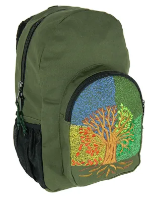 Denim backpack with 4 Seasons embroidery