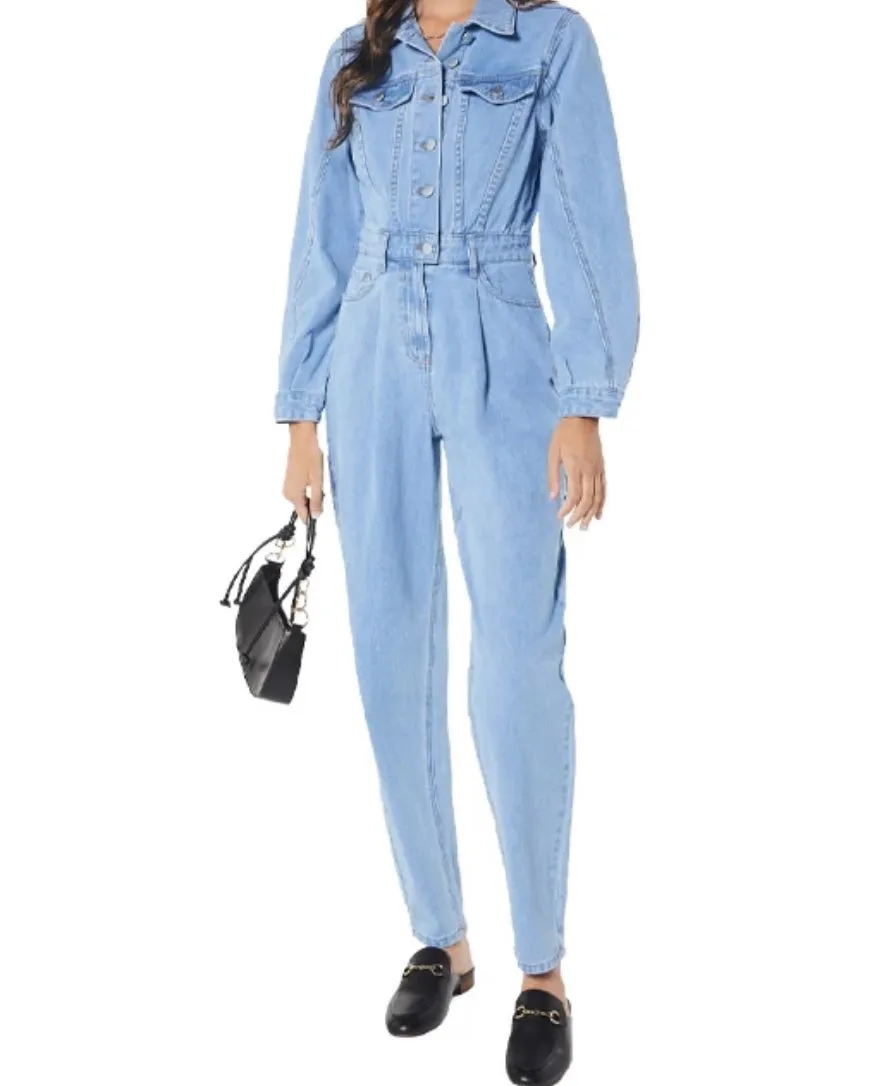 Denim Button Up Boiler Suit