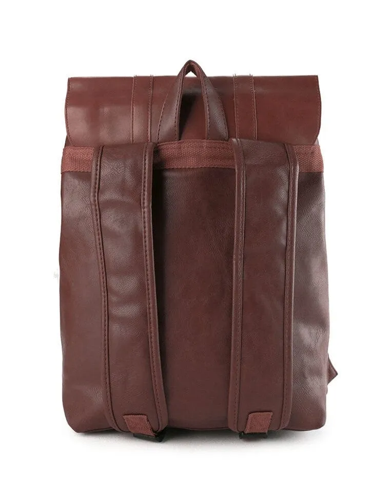 Distressed Leather Carryall Slim Backpack - Dark Brown