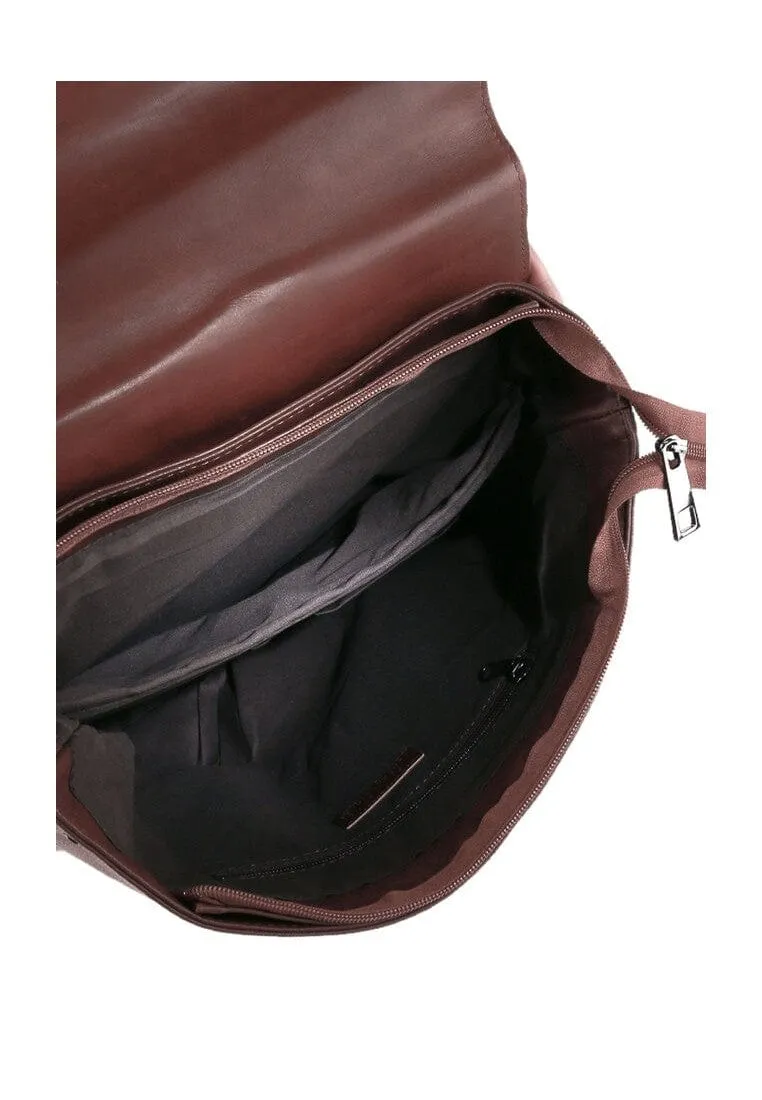 Distressed Leather Carryall Slim Backpack - Dark Brown