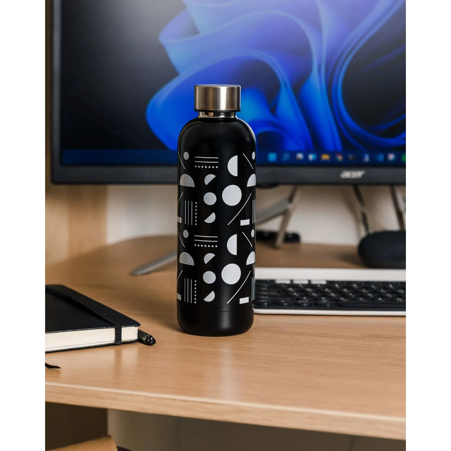 Domino Stainless Steel Water Bottle | Double Walled Reusable Drinkware | 17oz | Gift for Her