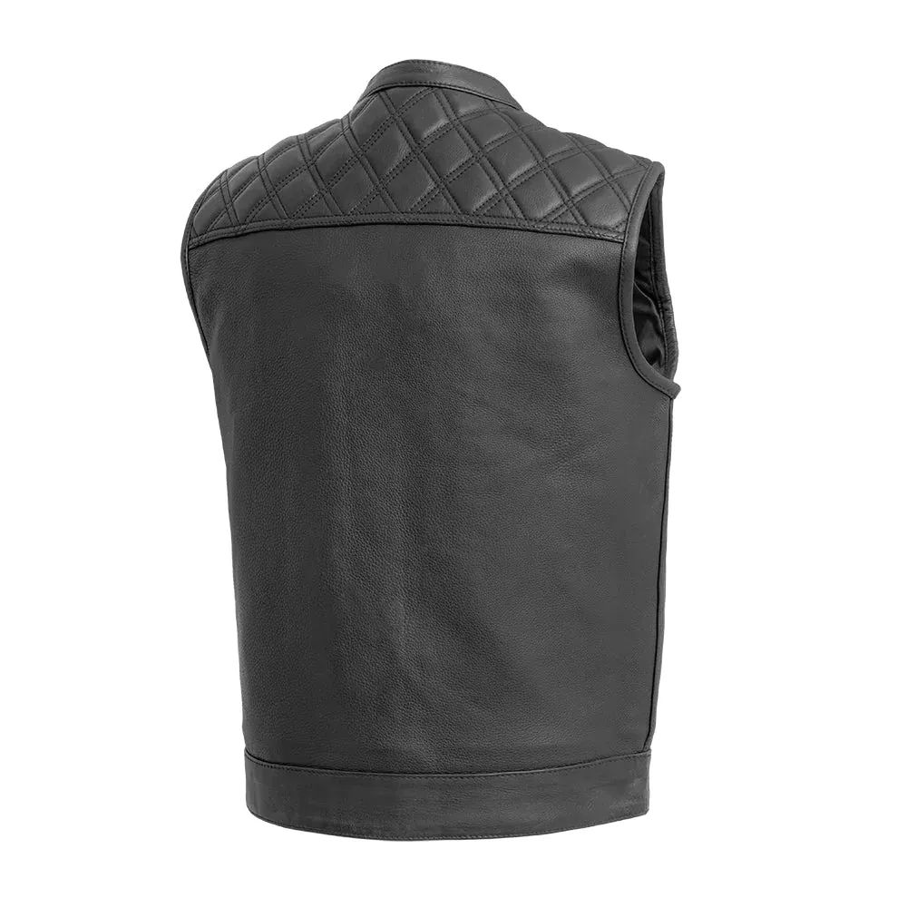 Downside Men's Motorcycle Leather Vest - Black