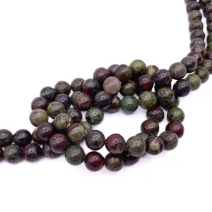 Dragon's Blood Jasper 8mm Smooth Rounds Bead Strand