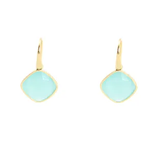 Earrings - Diamond Shape Chalcedony & Gold Plated Sterling Silver