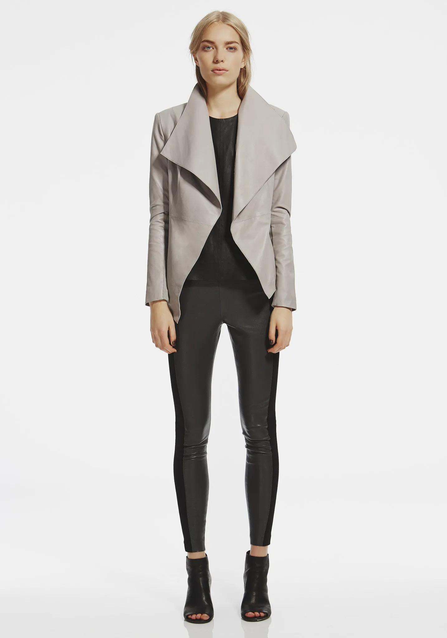 Eldridge Leather & Ponti Skins Leggings in Charcoal - SAMPLE