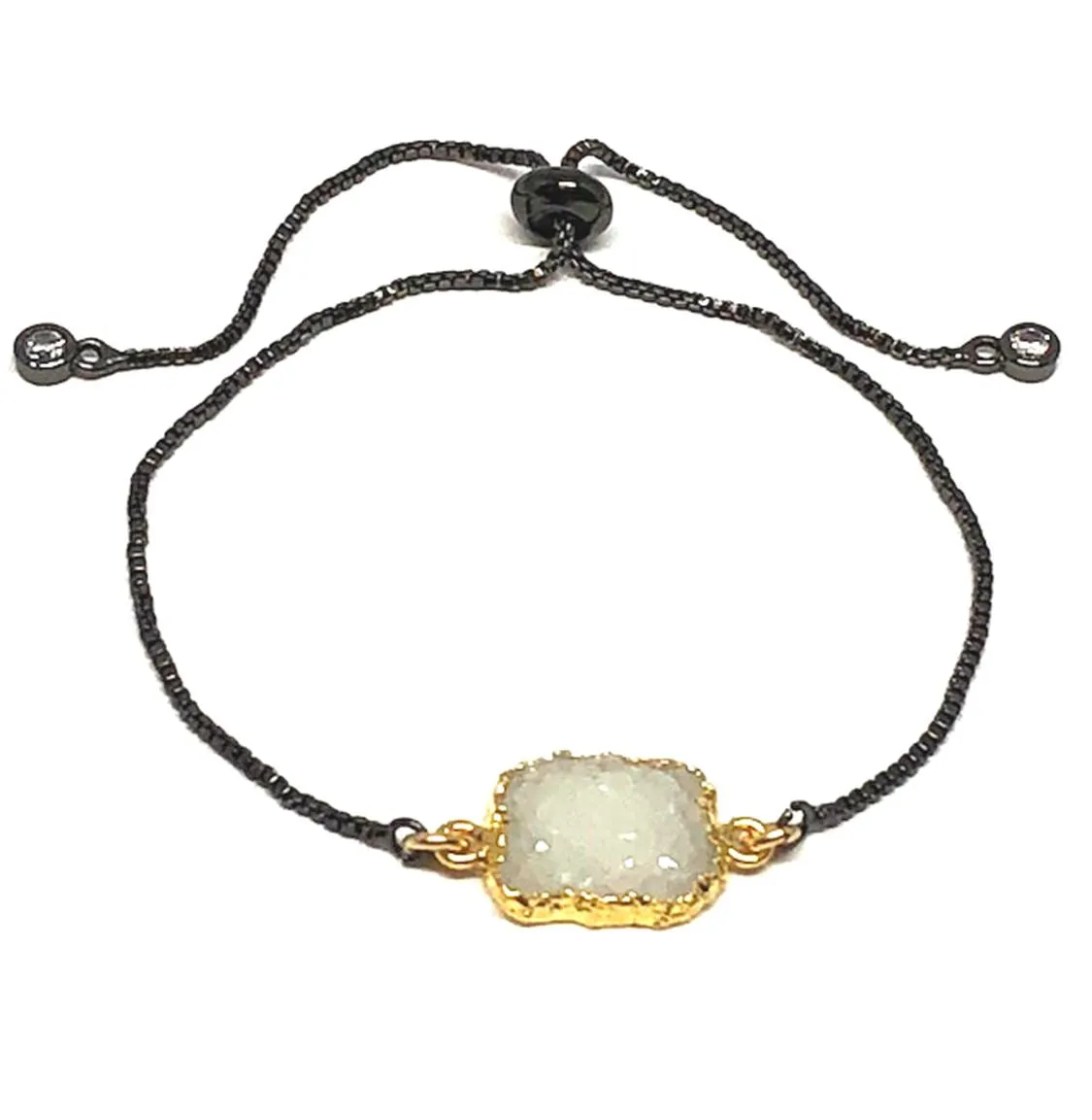 Electroform Stone Pull Bracelet: White Druzy (PBT748DZ) Also on Gunmetal Chain