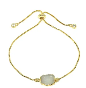 Electroform Stone Pull Bracelet: White Druzy (PBT748DZ) Also on Gunmetal Chain