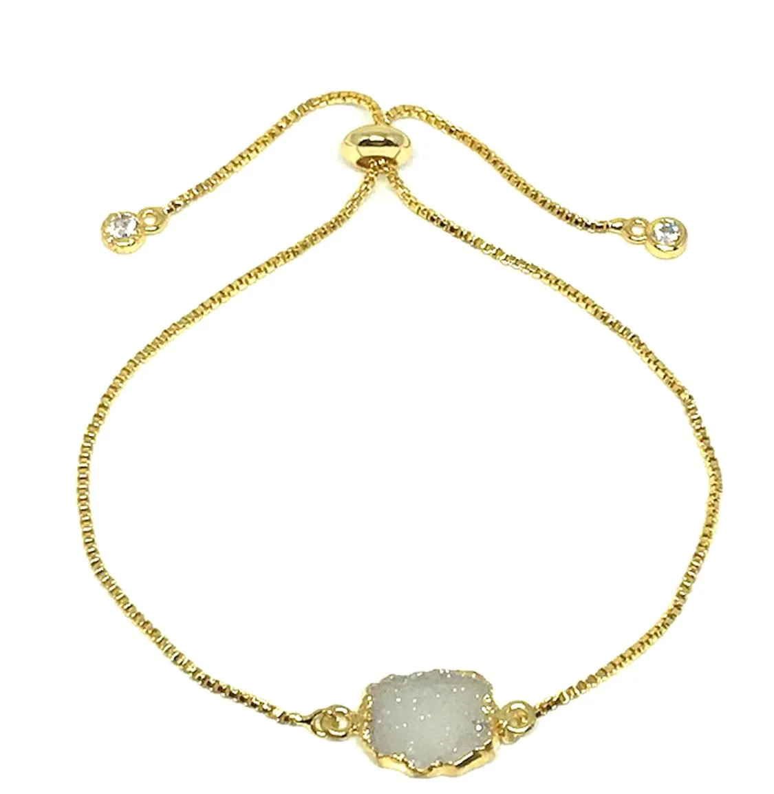 Electroform Stone Pull Bracelet: White Druzy (PBT748DZ) Also on Gunmetal Chain