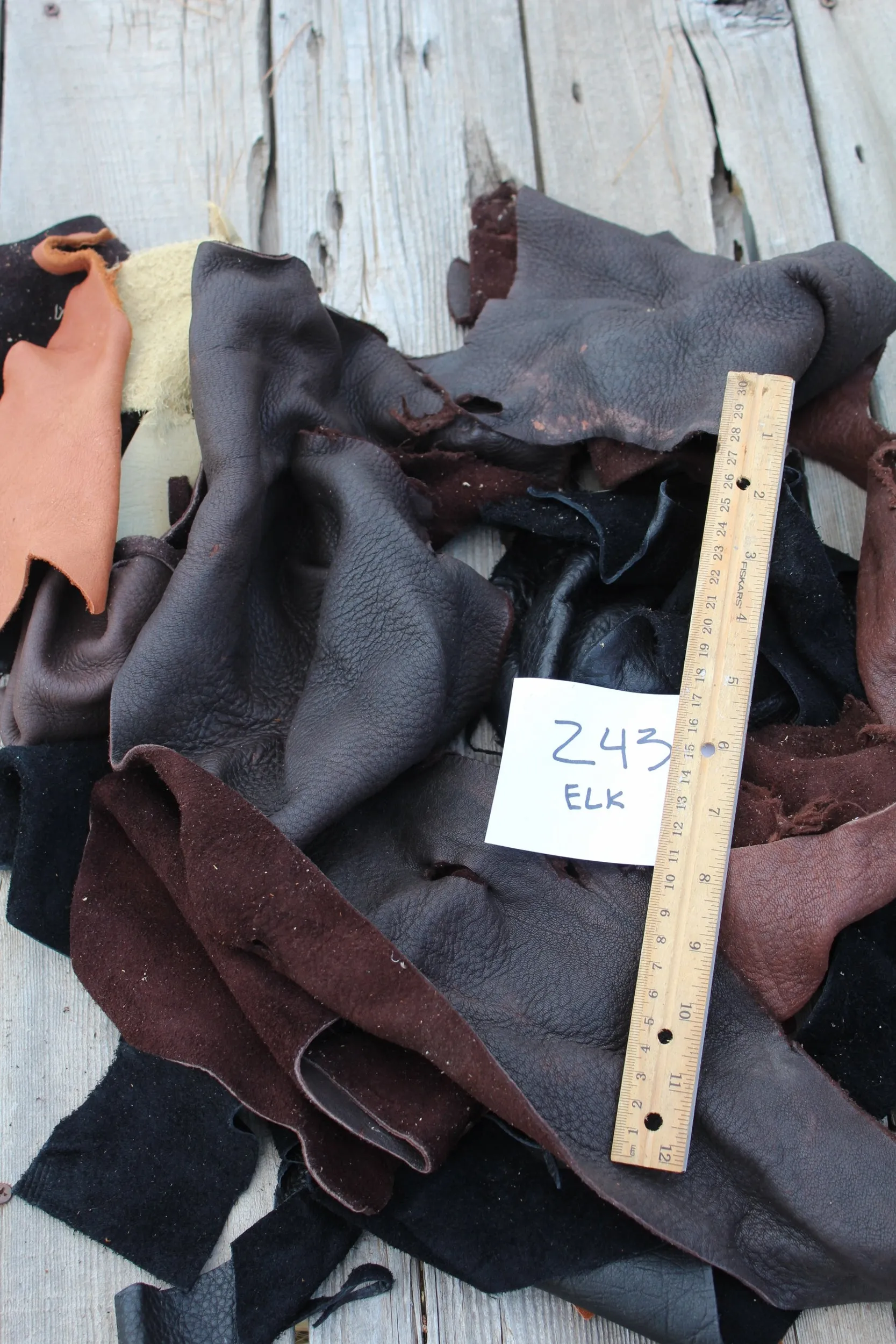 Elkskin leather scraps , Scrap leather , Craft leather scraps , 243