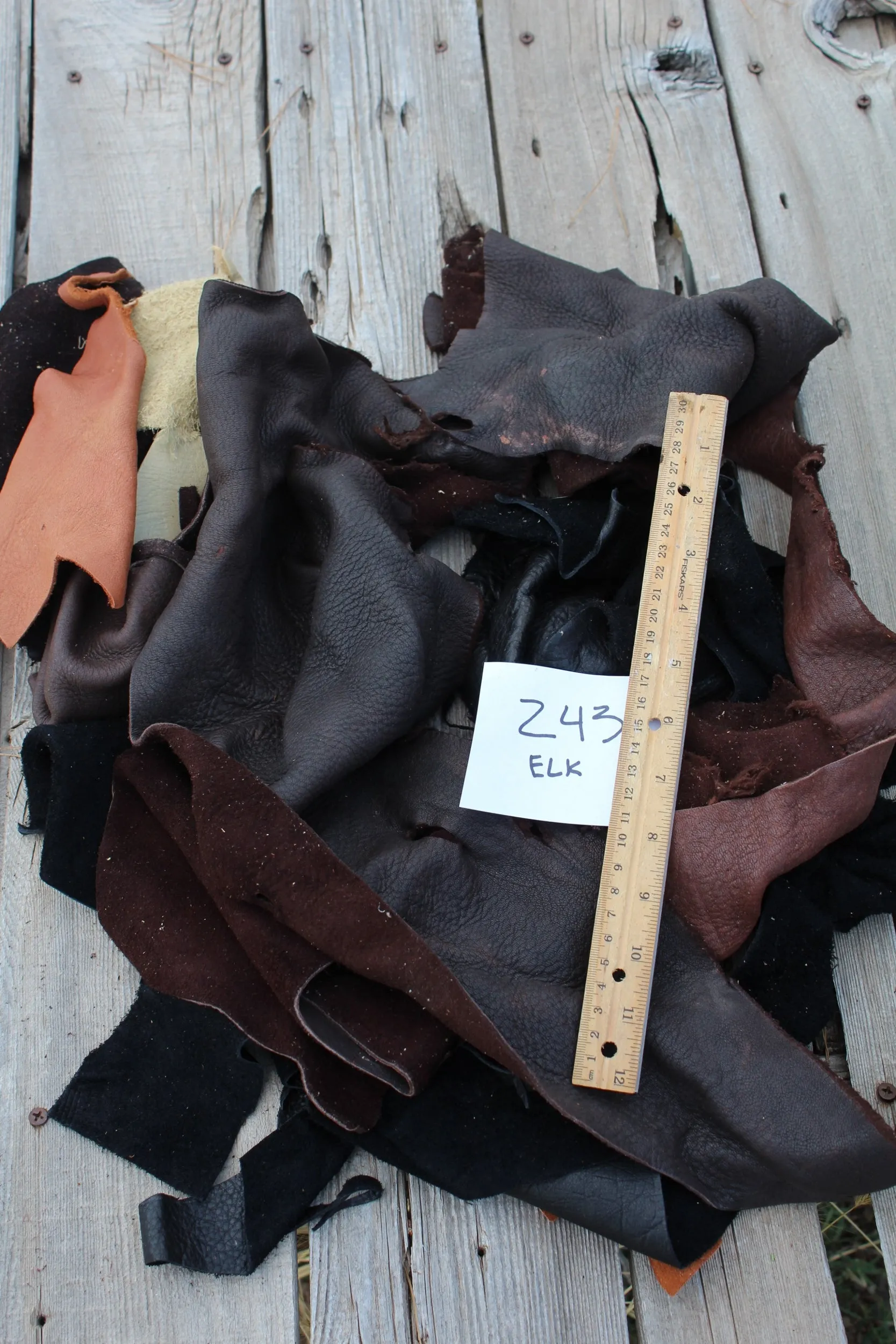 Elkskin leather scraps , Scrap leather , Craft leather scraps , 243