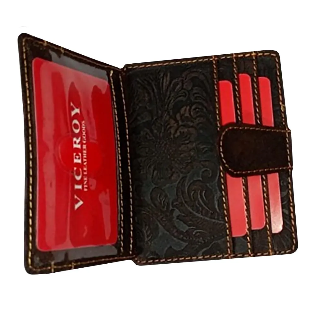 Embossed Leather Card Organizer Wallet - 3008