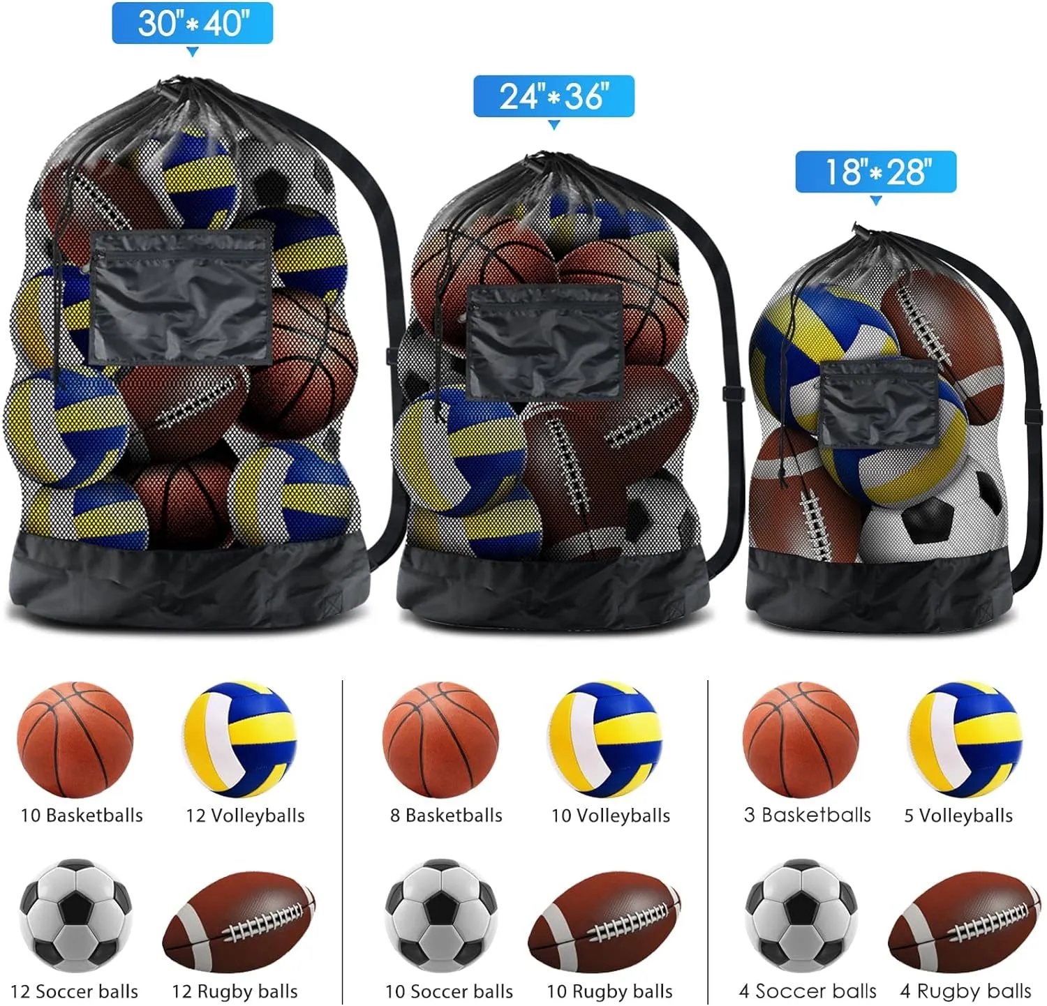 Extra Large Sports Ball Bag Mesh Soccer Ball Bag