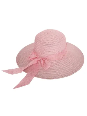 FabSeasons Long Brim Pink Beach and Sun Hat / caps for Women & Girls