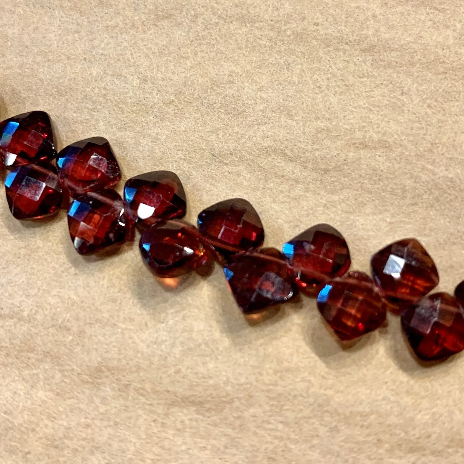 Faceted Garnet Square Briolettes