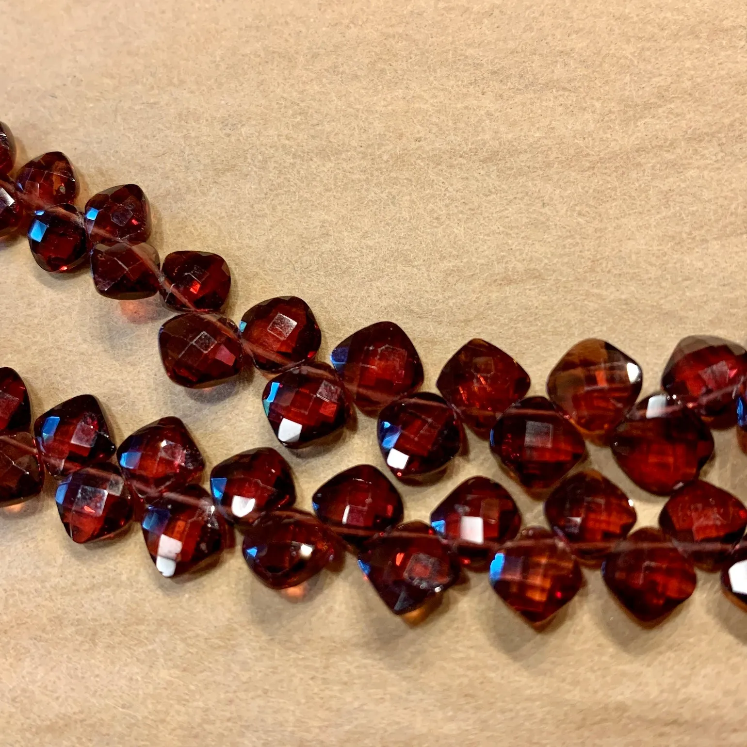 Faceted Garnet Square Briolettes