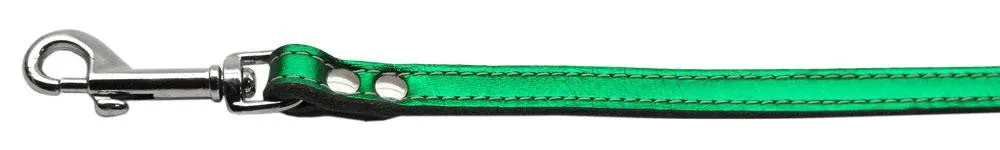 Fashionable Leather Leash Metallic Emerald Green 3-4'' Wide