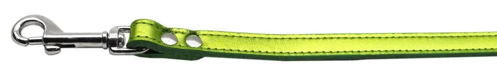 Fashionable Leather Leash Metallic Lime Green 3-4'' Wide