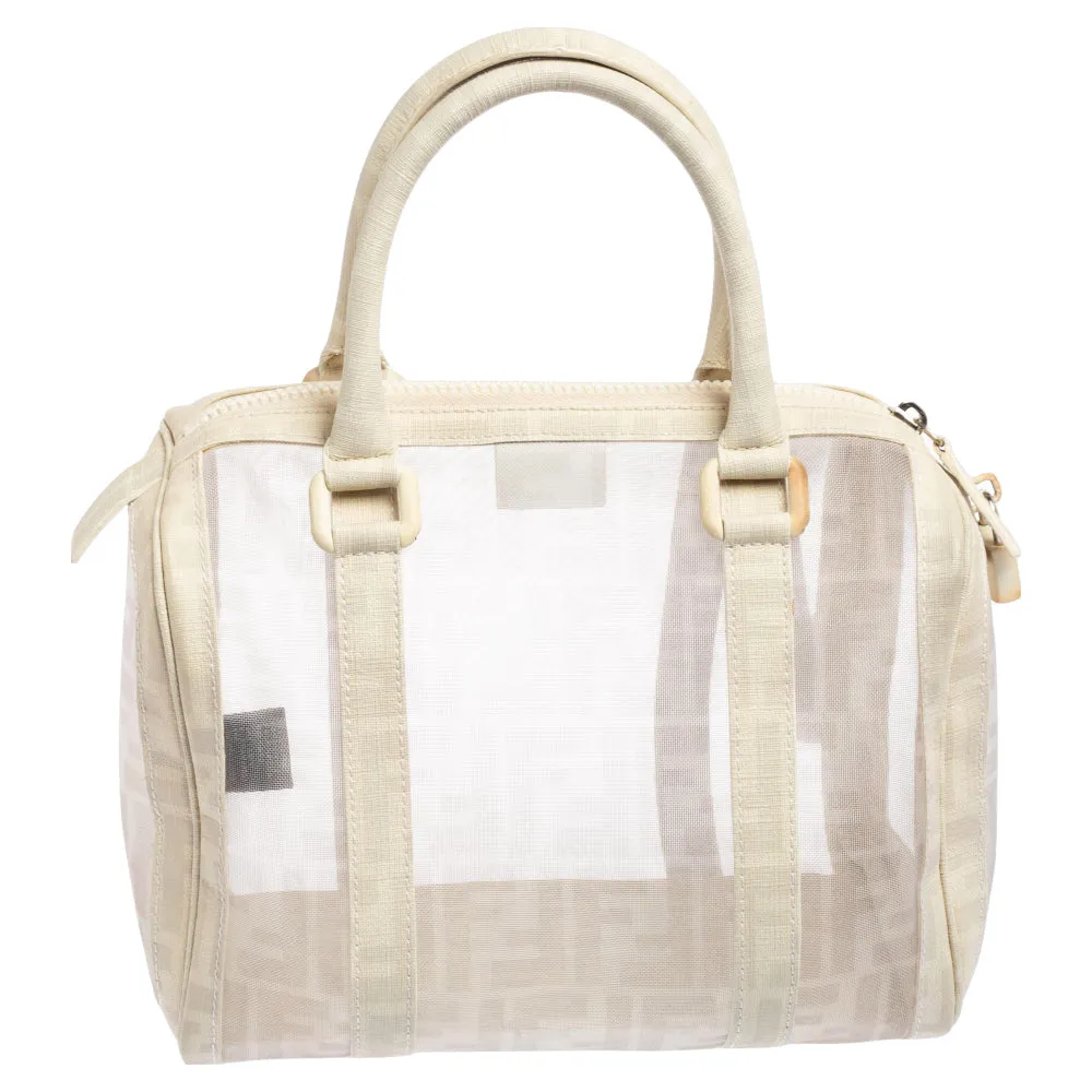 FendiZucca Mesh And Coated Canvas Bauletto Boston Bag