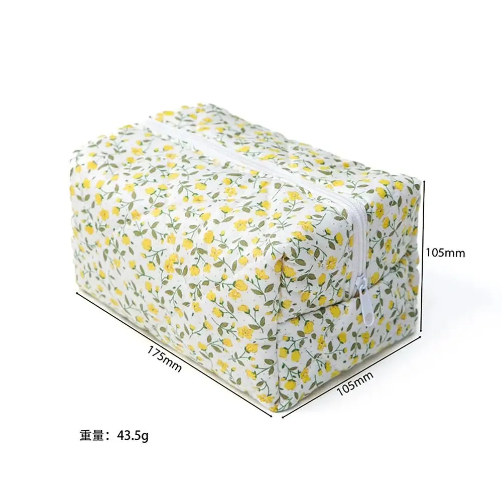 Flower Printed Floral Puffy Quilted Makeup Bag Organizer