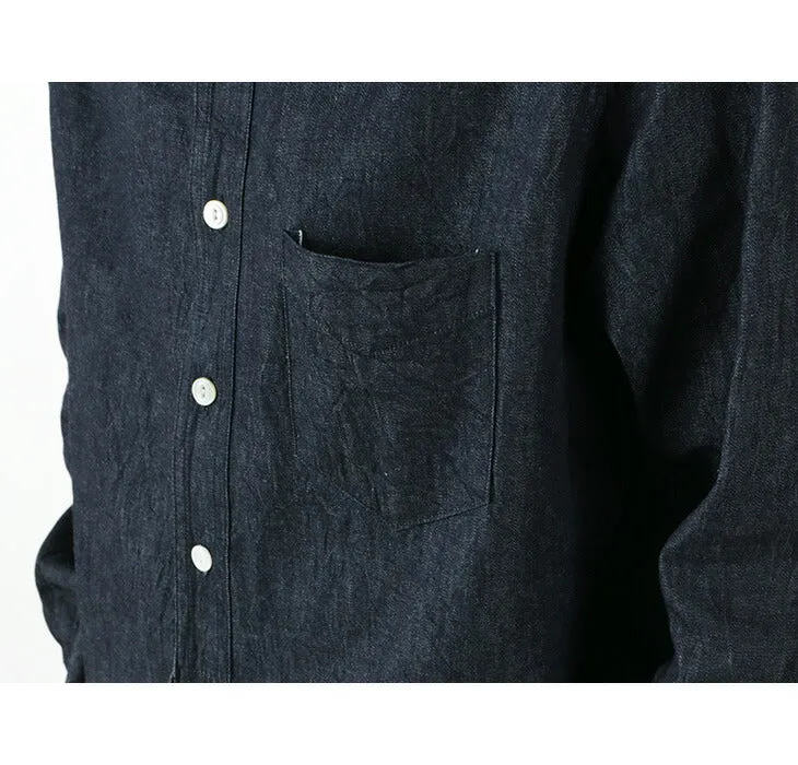 FOB FACTORY / F3470 denim band collar shirt