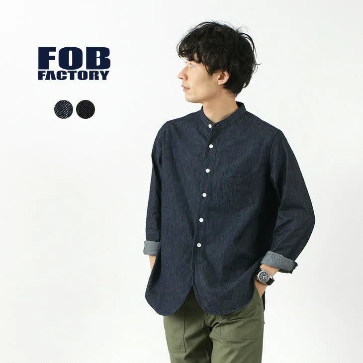 FOB FACTORY / F3470 denim band collar shirt